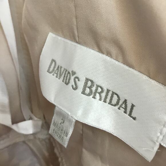 David Bridal Short Mocha Lace Dress with V-Neck - Picture 15 of 16